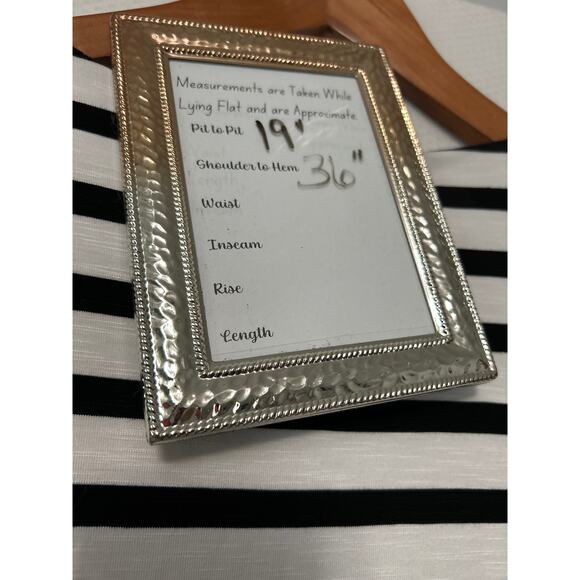 Chaps Black White Striped Midi Dress Stretchy Faux Wrap Lined Knee Length Small - Picture 10 of 11